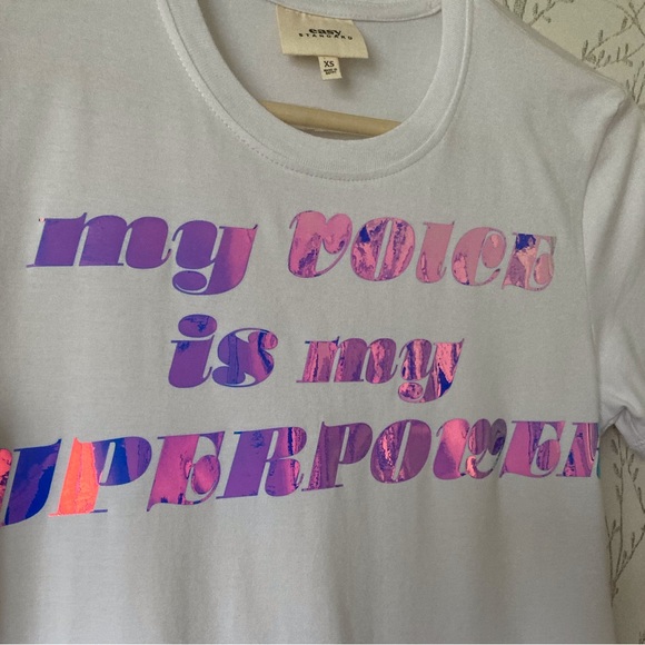 New Easy Standard Women’s “My Voice Is My Superpower” Retro Holographic Tee - Picture 4 of 9